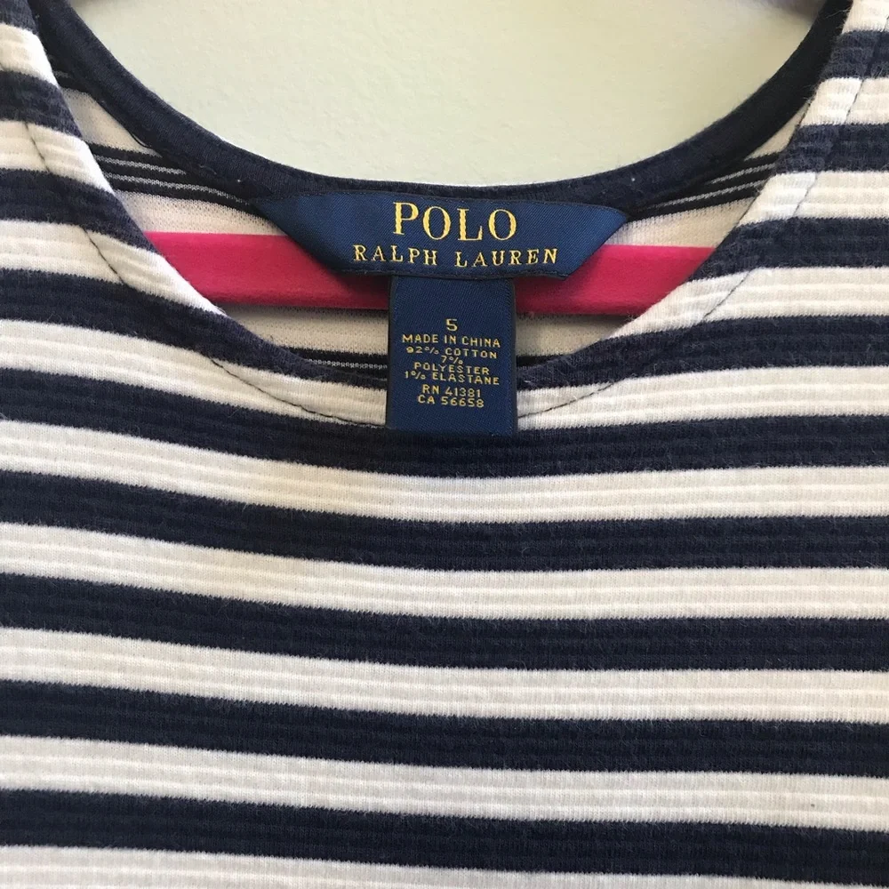 Ralph Lauren white and blue striped dress, size 5.